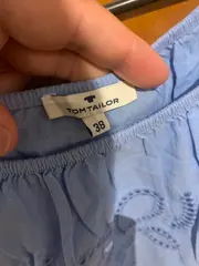 Vorschaubild 5 von Damen Bluse Gr. 38 M Hellblau Off-Shoulder Stickerei Baumwolle