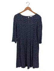 Vorschaubild 1 von Blusenkleid Blumenmuster Blau Gr. 38 Freizeit Midikleid