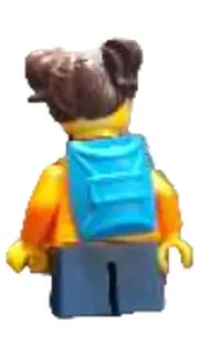 Vorschaubild 2 von Minifigur Mädchen mit Zöpfen orangefarbene Jacke Rucksack City