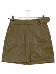 Vorschaubild 1 von Damen Kunstleder Minirock Oliv Gr. M Gürtel Urban