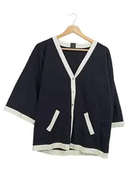 Vorschaubild 1 von Strickjacke Damen Gr. 40/42 Schwarz Weiß 3/4-Arm Klassisch