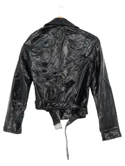 Vorschaubild 2 von Damen Bikerjacke Glanz Schwarz Gr. 38/M Kunstleder Jacke Urban