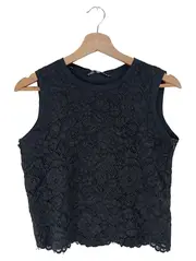 Vorschaubild 1 von Damen Top Gr. 36/S Elegant Blumenmuster Spitze Ärmellos Schwarz