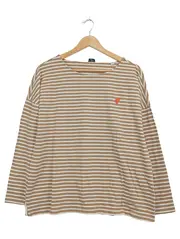 Vorschaubild 1 von Damen Langarmshirt Gestreift Beige Herz-Print Gr. L