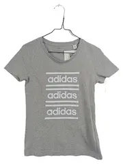Vorschaubild 1 von Damen T-Shirt Grau Logo Print Baumwolle Gr. XS 34 Sportlich