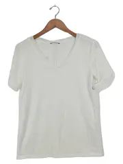 Vorschaubild 1 von EDC Damen T-Shirt V-Ausschnitt Weiß Gr. 36/S Casual Kurzarm