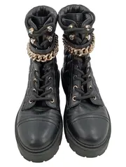 Vorschaubild 2 von Damen Stiefeletten Schwarz Gr 39 Leder Gesteppt Kette Strass