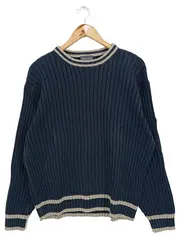 Vorschaubild 1 von Herren Pullover Gr. L Blau Rippstrick Baumwolle Casual