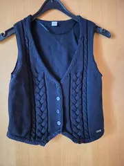 Vorschaubild 3 von Damen Pullunder Schwarz Gr. 36/S Zopfstrick Baumwolle Casual