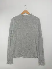 Vorschaubild 2 von Damen Pullover Gr. 38/M Grau Meliert Klassisch Stehkragen Rippstrick