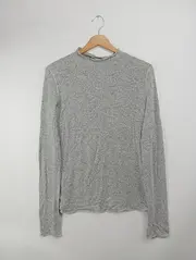 Vorschaubild 1 von Damen Pullover Gr. 38/M Grau Meliert Klassisch Stehkragen Rippstrick