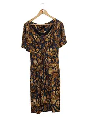 Vorschaubild 1 von Wickelkleid Damen Gr. 38 Animal Print Braun Schwarz Elegant