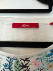 Vorschaubild 2 von Damen T-Shirt Gr. 38 M Blumenmuster Blau Weiß Viskose