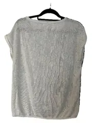 Vorschaubild 3 von Damen T-Shirt Gr. 38 M Blumenmuster Blau Weiß Viskose