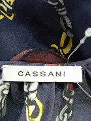 Vorschaubild 5 von CASSANI Damen Bluse Gr. 38/M Blau Kettenmuster ärmellos Casual