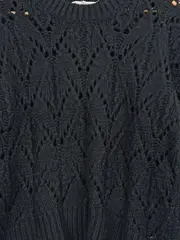 Vorschaubild 2 von EDC Damen Pullover Gr. 38/M Schwarz Lochmuster Casual