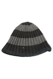 Vorschaubild 1 von Mütze Kinder S/M Grau Gestreift Baumwolle Beanie