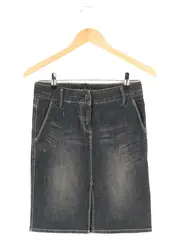 Vorschaubild 1 von Jeansrock Damen Grau L Midirock Baumwolle Casual 50cm