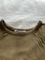 Vorschaubild 4 von Damen T-Shirt Gr. 36/S Oliv Gerippt Kurzarm Basic