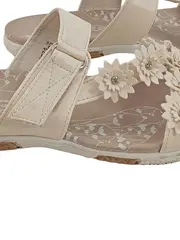 Vorschaubild 3 von CAMO Sandalen Damen Gr. 38 Beige Feminin mit Blumenapplikationen