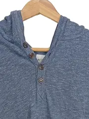 Vorschaubild 3 von Herren Kapuzenpullover Hoodie Henley Gr. 54/XXL Blau Meliert