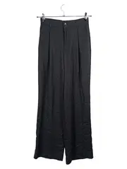 Vorschaubild 1 von Damen Stoffhose Weites Bein Schwarz High Waist Gr. S/36