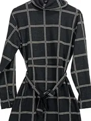 Vorschaubild 2 von Damen Freizeitkleid Gr. 38/M Grau Kariert Casual Langarm