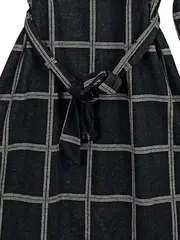 Vorschaubild 3 von Damen Freizeitkleid Gr. 38/M Grau Kariert Casual Langarm