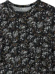 Vorschaubild 5 von Damen Langarmshirt Blumenmuster Schwarz Organic Cotton Gr. M