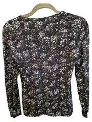 Vorschaubild 3 von Damen Langarmshirt Blumenmuster Schwarz Organic Cotton Gr. M