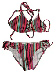 Vorschaubild 3 von Bikini Damen Gr. 34C/D gestreift bunt Fransen Sommer