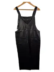 Vorschaubild 2 von Damen Latzhose Kunstleder Schwarz Gr. M 38 Overall Jumpsuit