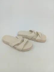 Vorschaubild 2 von Pantoletten Damen Gr. 41 Beige Kunstleder Sommer Casual Sandalen