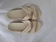 Vorschaubild 3 von Pantoletten Damen Gr. 41 Beige Kunstleder Sommer Casual Sandalen