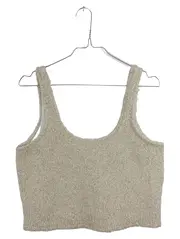 Vorschaubild 1 von Damen Strick Crop Top Glitzer Beige Gr. L Pullunder Glamourös