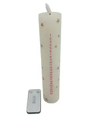 Vorschaubild 1 von LED Adventskalender Kerze Sterne Zahlen 1-24 Fernbedienung Weiß 28cm