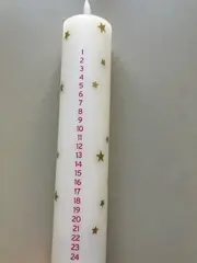 Vorschaubild 4 von LED Adventskalender Kerze Sterne Zahlen 1-24 Fernbedienung Weiß 28cm