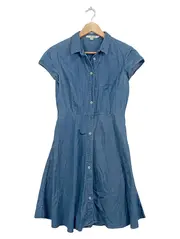 Vorschaubild 1 von Damen Jeanskleid Hemdblusenkleid Kurzarm Blau Gr. M 38 Chambray