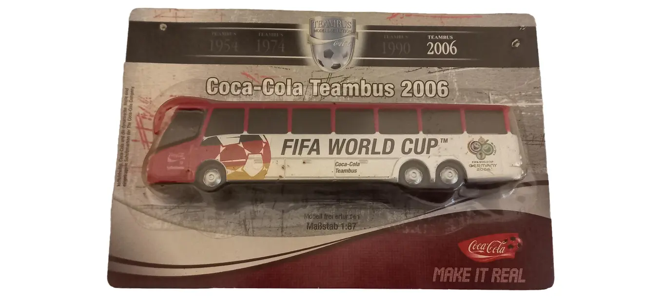 COCA-COLA Teambus 2006 Modellauto Bus 1:87 WM Deutschland OVP