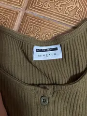 Vorschaubild 2 von Damen Cropped Strickjacke Rippstrick Oliv Gr. S