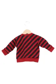 Vorschaubild 2 von Kinder Pullover Gr. 50 Gestreift Rot Schwarz Baumwolle