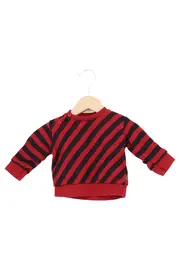 Vorschaubild 1 von Kinder Pullover Gr. 50 Gestreift Rot Schwarz Baumwolle