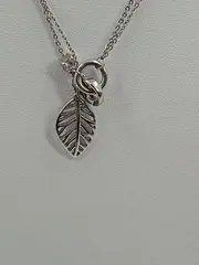 Vorschaubild 2 von Damen Halskette Blatt Anhänger Silber 48cm Metall Minimalistisch