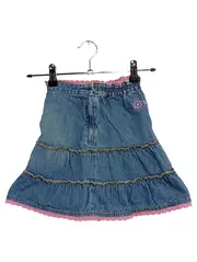 Vorschaubild 1 von Kinder Jeansrock Gr. 98 Blau Rüschen Spitze Streetwear Feminin