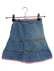 Vorschaubild 2 von Kinder Jeansrock Gr. 98 Blau Rüschen Spitze Streetwear Feminin