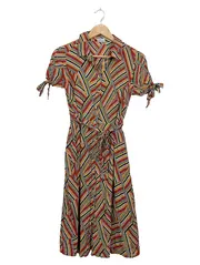 Vorschaubild 1 von Hemdblusenkleid Damen XS Retro Streifen Mehrfarbig Viskose