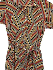 Vorschaubild 3 von Hemdblusenkleid Damen XS Retro Streifen Mehrfarbig Viskose