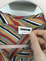 Vorschaubild 6 von Hemdblusenkleid Damen XS Retro Streifen Mehrfarbig Viskose