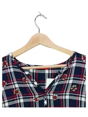 Vorschaubild 3 von Damen Bluse Kariert Blau Langarm Modal Viskose Gr. 42