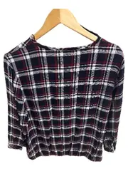 Vorschaubild 6 von Damen Bluse Kariert Blau Langarm Modal Viskose Gr. 42